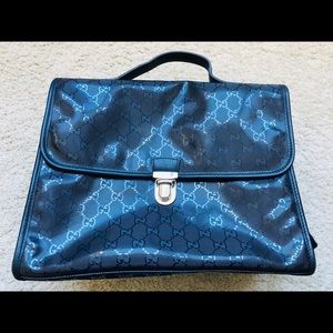 Gucci Baby Navy Blue Leather Backpack